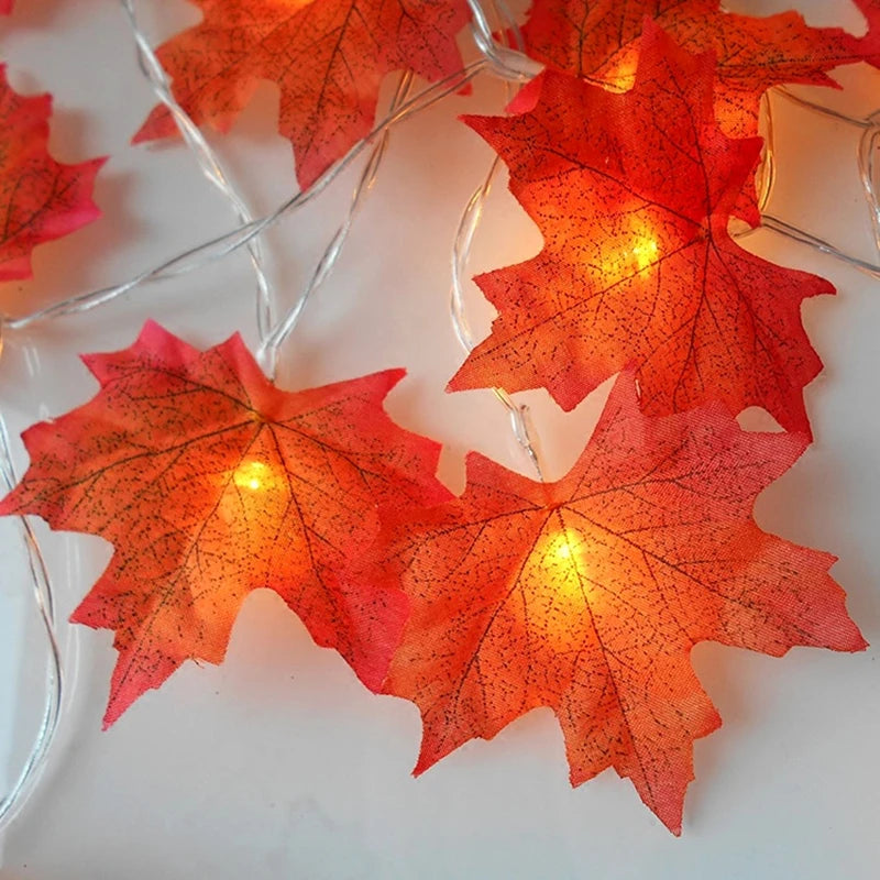 LED maple leaf garland