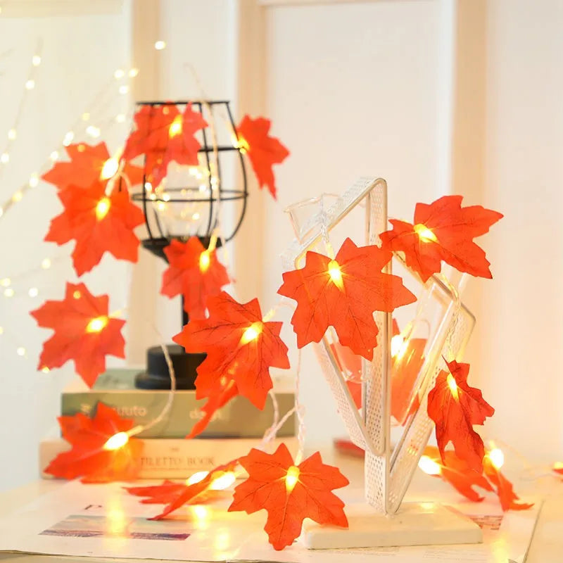 LED maple leaf garland