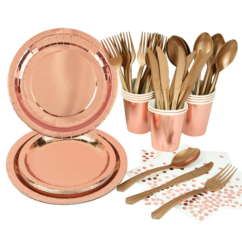 Rose Gold Einweggeschirr Set