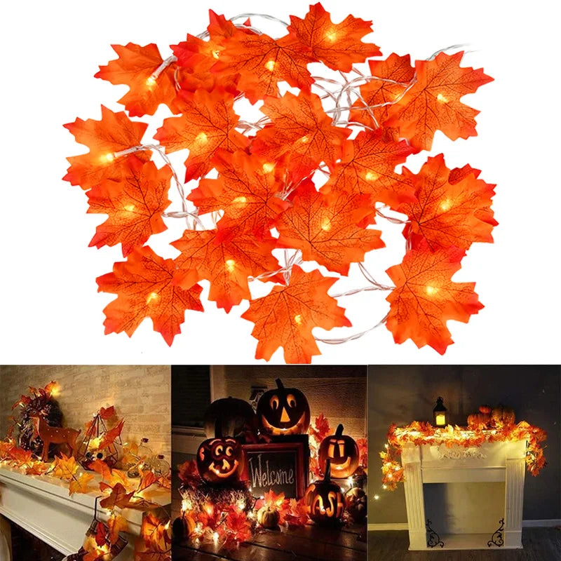 LED maple leaf garland