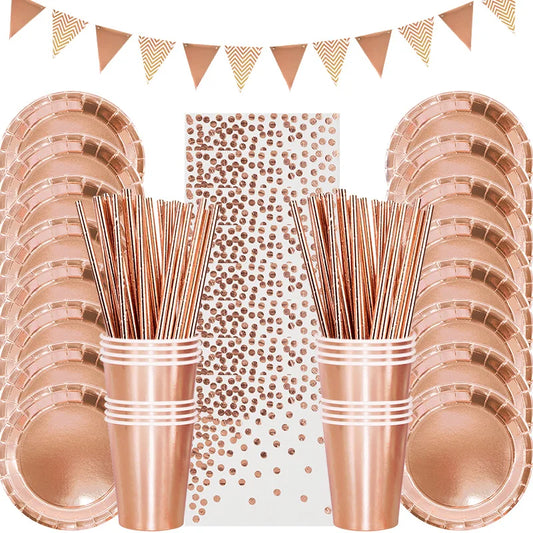 Rose Gold Einweggeschirr Set