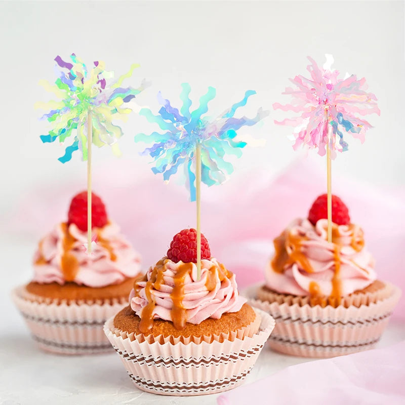 Glitter pompom cake topper