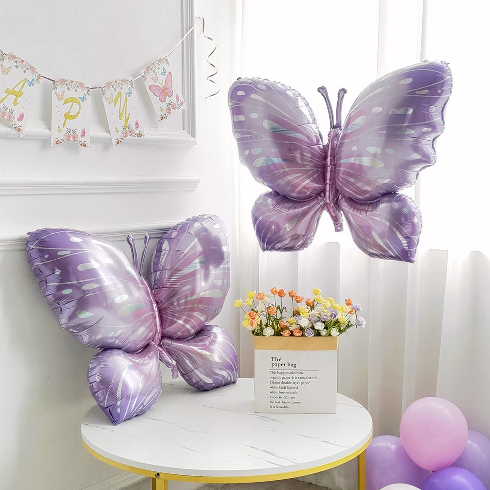 Lila Pink Schmetterling Ballon Set