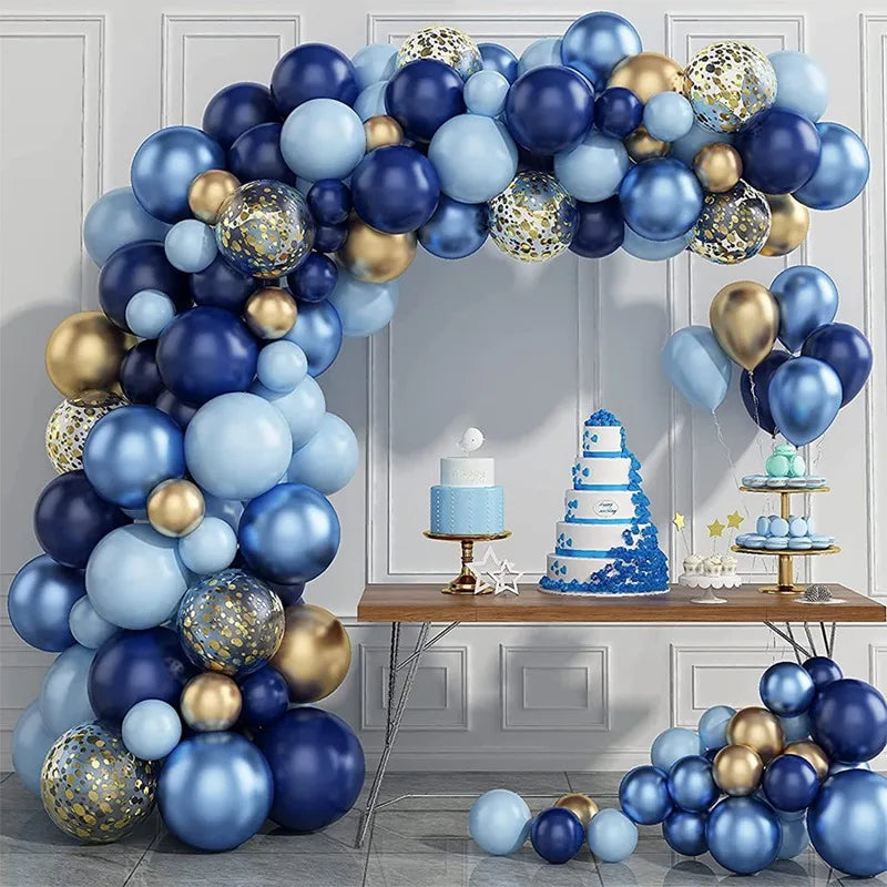 Ballon Set in Blau-Gold für Geburtstage