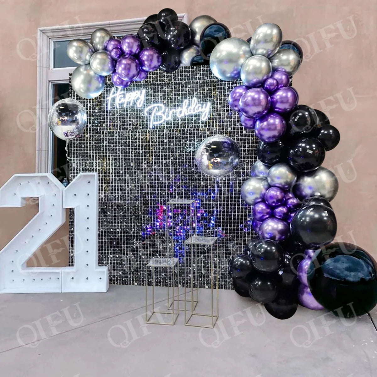 Black Purple Party Balloon Garland