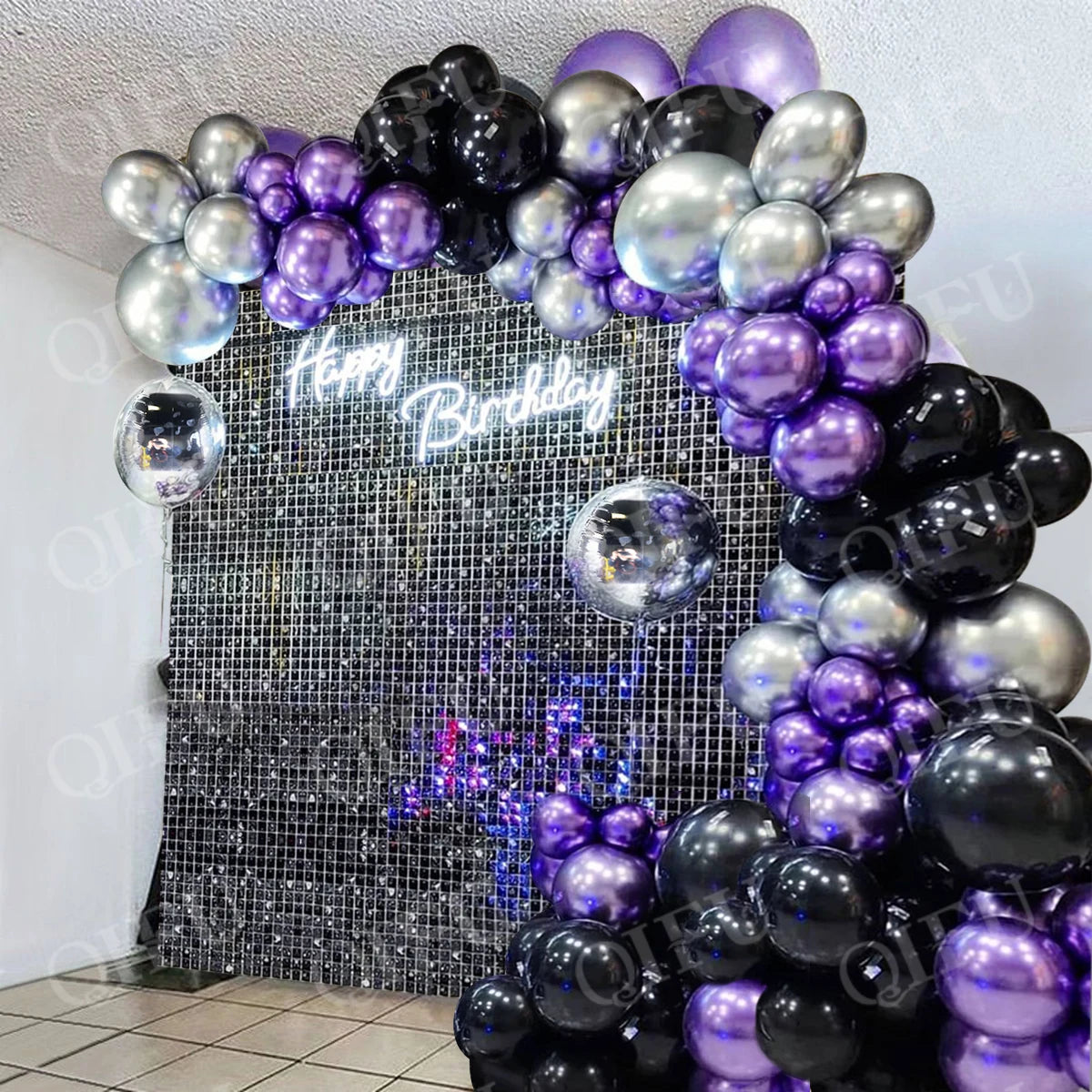 Black Purple Party Balloon Garland