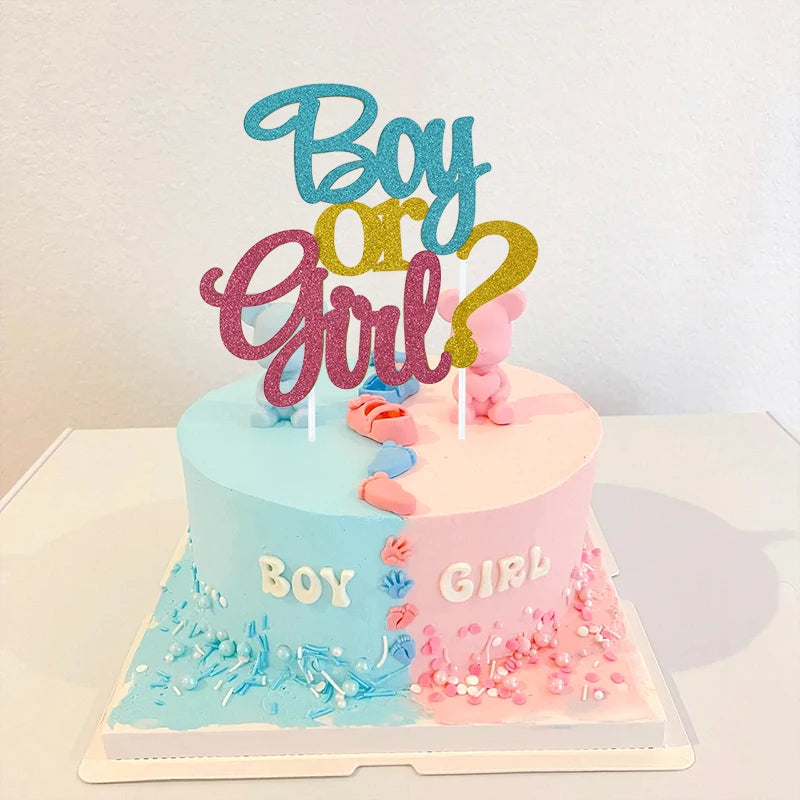 Boy or Girl Glitzer Kuchen Topper