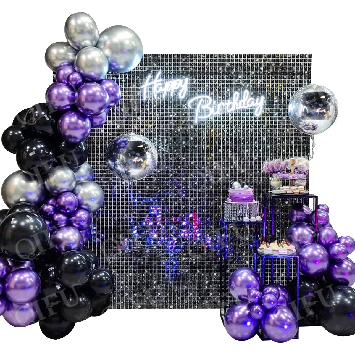 Black Purple Party Balloon Garland