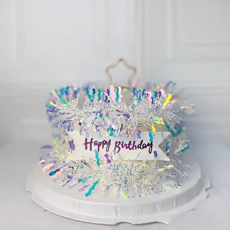 Glitter pompom cake topper