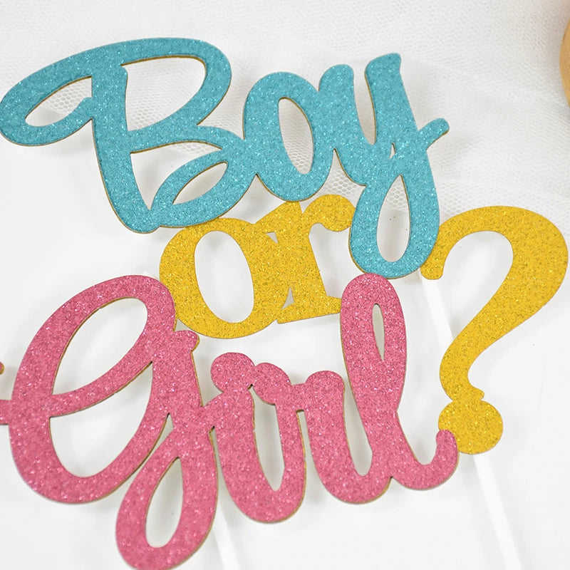 Boy or Girl Glitzer Kuchen Topper