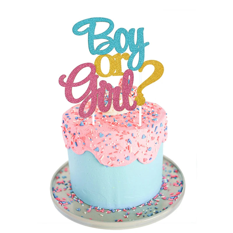 Boy or Girl Glitzer Kuchen Topper